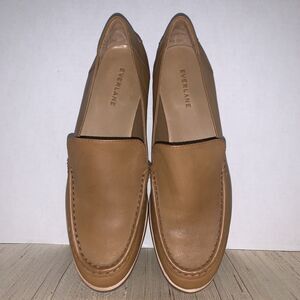 Everlane The Modern Loafer Camel-Tan Leather Stacked Heel Cushioned Women's 8.5